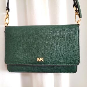 Michael Kors Rich Green Leather Convertible Crossbody